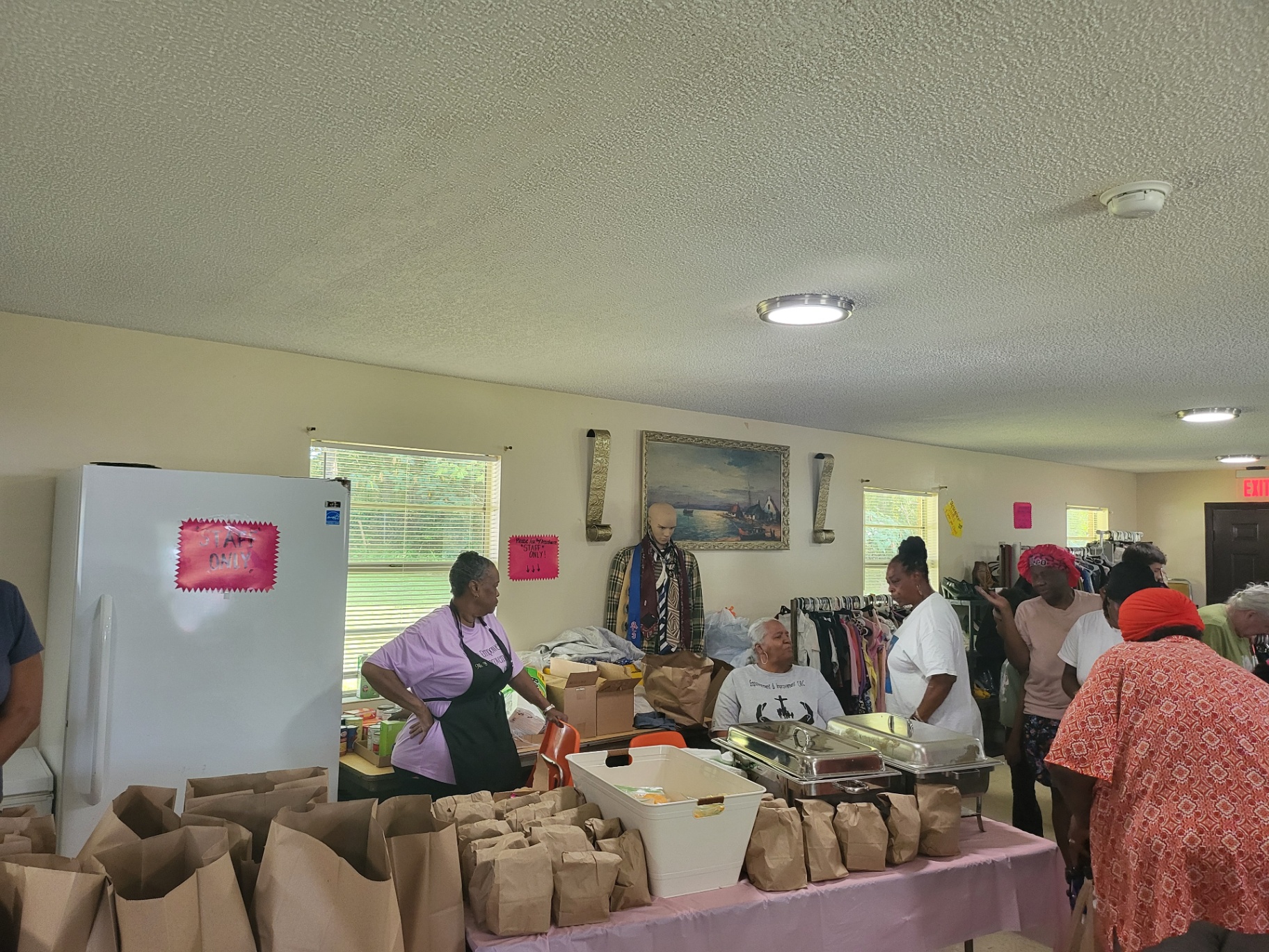 Community members at the clothing closet